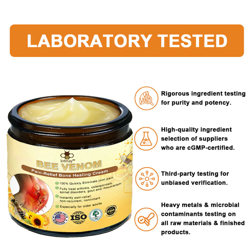 Lotmay™ Bee Venom Pain Relief Bone Healing Cream (𝐓𝐡𝐨𝐫𝐨𝐮𝐠𝐡 𝐭𝐫𝐞𝐚𝐭𝐦𝐞𝐧𝐭 𝐨𝐟 𝐚𝐫𝐭𝐡𝐫𝐢𝐭𝐢𝐬, 𝐧𝐞𝐮𝐫𝐚𝐥𝐠𝐢𝐚, 𝐦𝐮𝐬𝐜𝐥𝐞 𝐩𝐚𝐢𝐧𝐬)